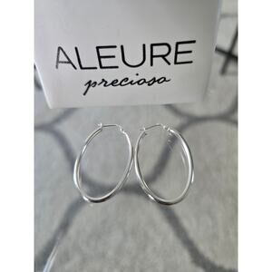 Aleure Preciosa Sterling Silver Hoop Earrings New